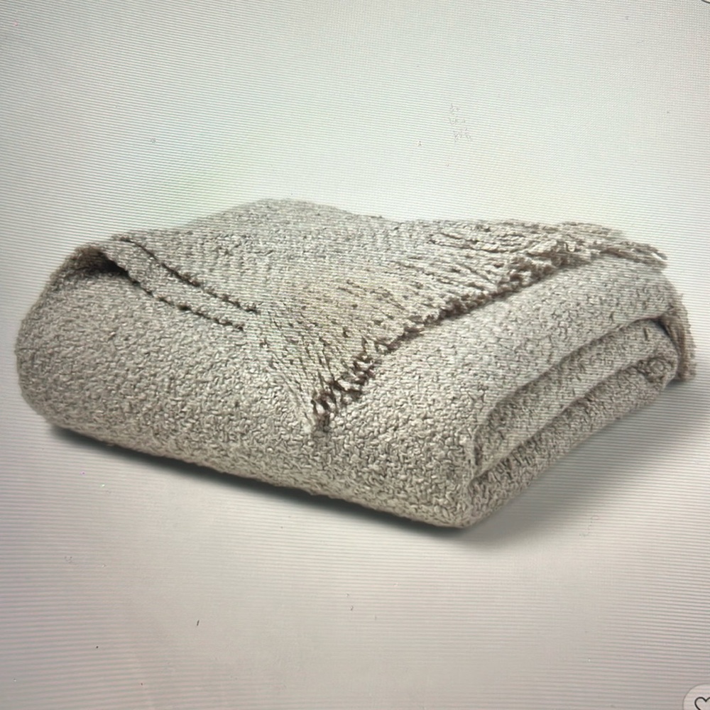 Threshold Fringed Boucle Throw